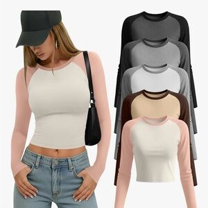 Women's Long Sleeve Color Block Raglan tops. Colors are as pictured in pic 2.